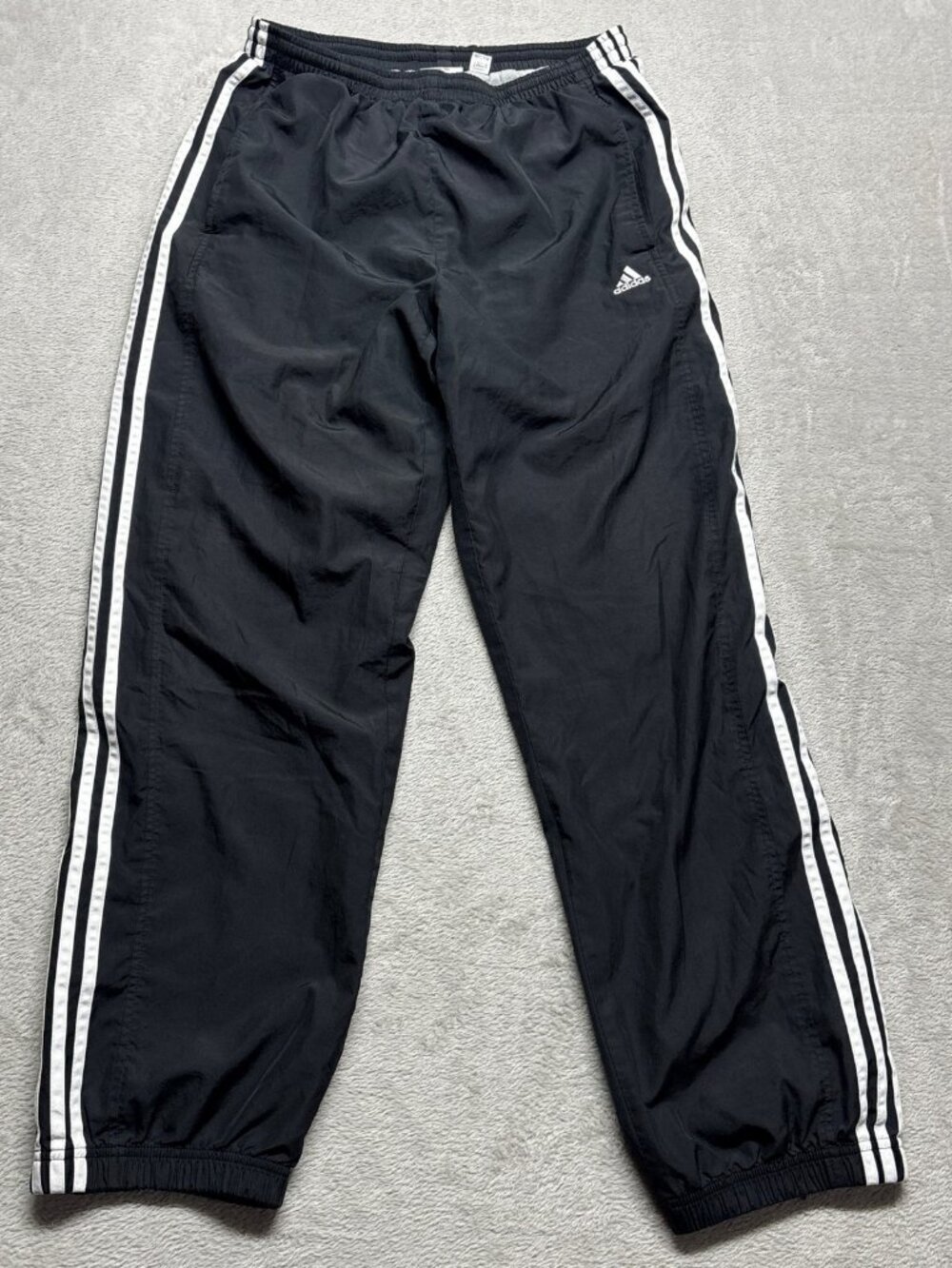 VTG y2k Adidas track pants mens M black ankle zip lined windbreaker
